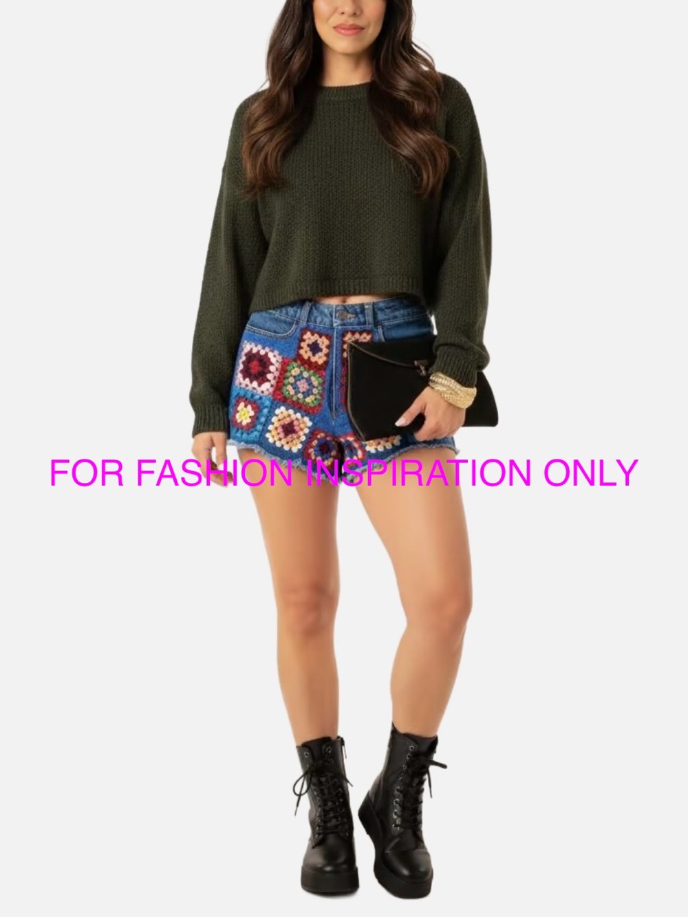 Farm Rio x Anthropologie Crochet Denim Shorts size 25 Boho Festival High Waist
